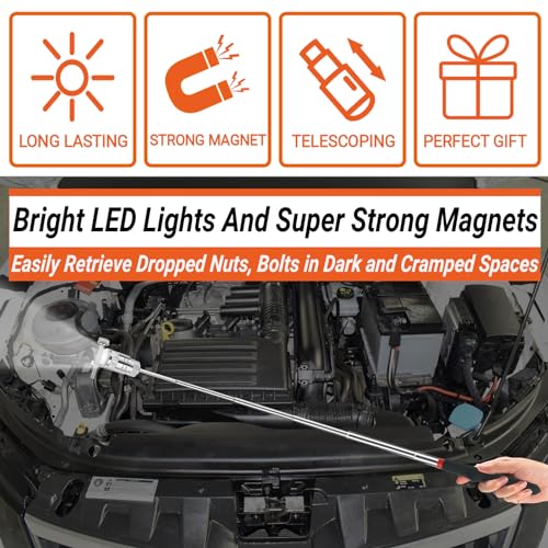 HERKING Mens Gifts for Him Telescoping Magnetic Pickup Tool with Telescoping Inspection Mirror, Unique Fathers Day Gifts for Men, Dad, Husband Boyfriend Birthday Gifts