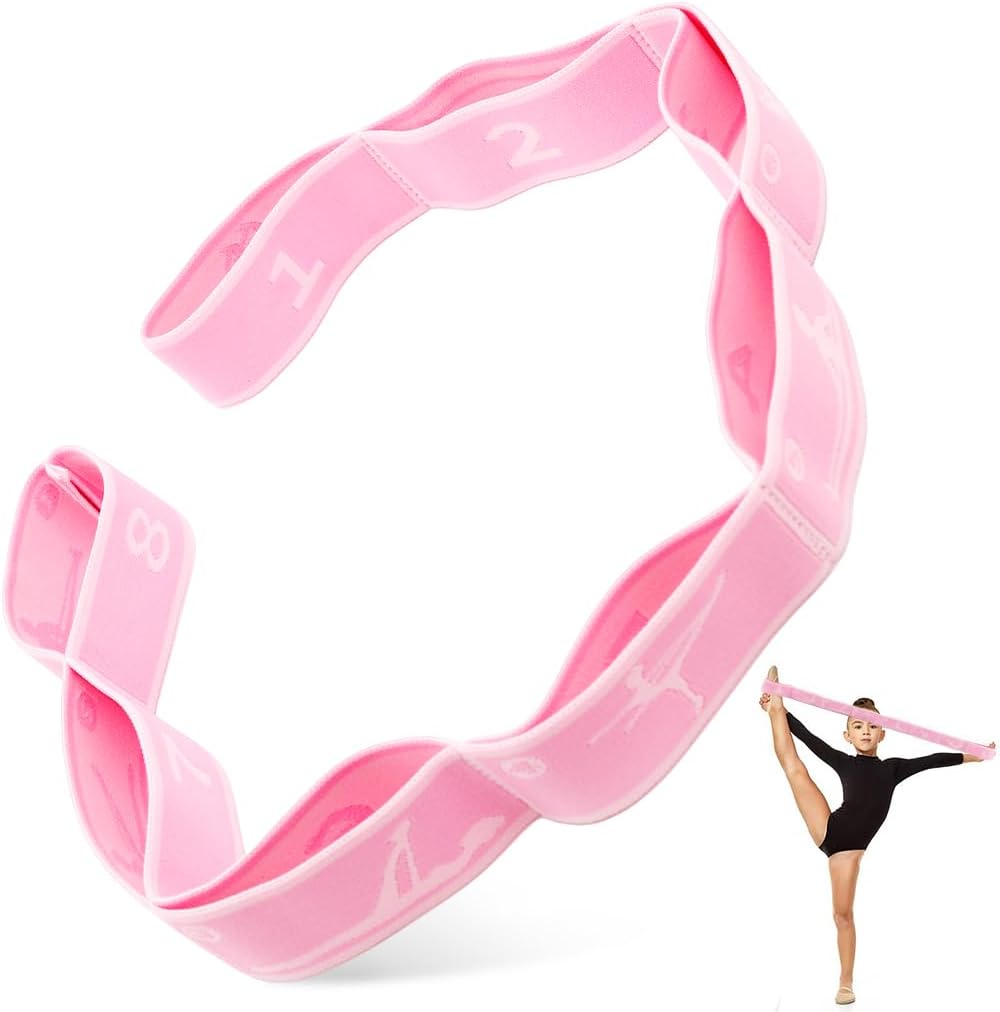 Proberos® Yoga Stretching Strap, 8-Loop Elastic Yoga Stretching Strap, Sectional Hoop Yoga Strap for Physical Therapy, Pilates, Yoga, Dance & Gymnastics Exercise, Warm Up