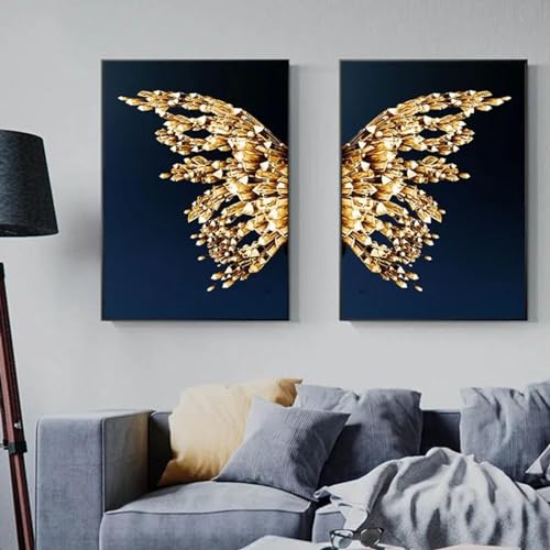 Poster papillon doré nordique KQZVCU 30x50 cm moderne sur toile avec 2 cadres intérieurs pour salon