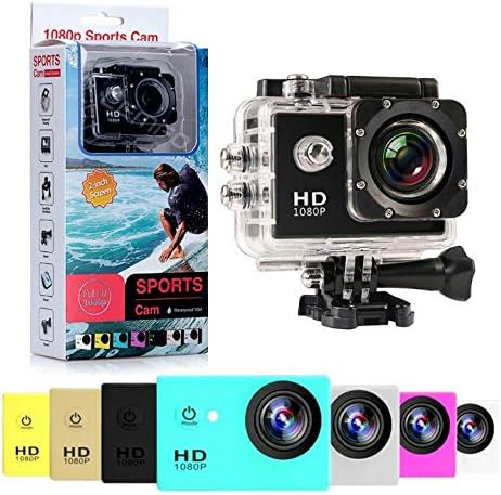 Action Camera Full HD 2.0 Inch Screen, 1080P 12MP Sports Camera, Waterproof 30M Wide Angle Lens (Black)