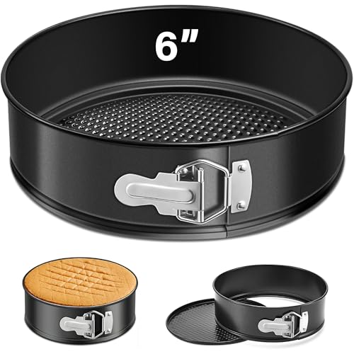 AIRSOHOO 6 Inch Springform Pan Nonstick Leakproof Mini Cheesecake Pan for Baking with Removable Bottom Easy Release & Cleanup
