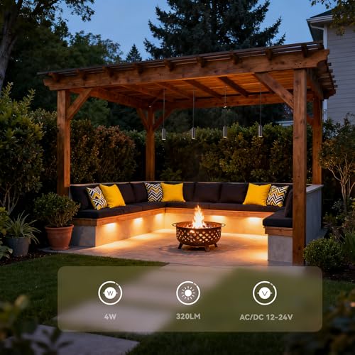 LEONLITE 5CCT Low Voltage Hanging Landscape Lights, 12V Hanging Tree Lights, ETL Listed, LED Outdoor Pendant Light for Gazebo, Pergola, Garden, Aluminum, IP65, Oil Rubbed Bronze, Pack of 4 by LEONLITE - Used condition - Image 4