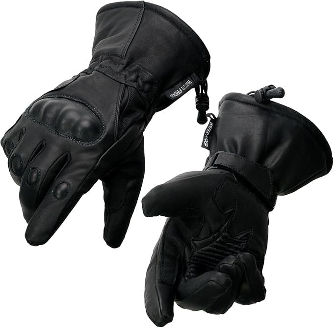 MILWAUKEE MOTORCYCLE CLOTHING CO. Men's Waterproof Gauntlet Glove w/Protective Panels & Reflective Piping SH815