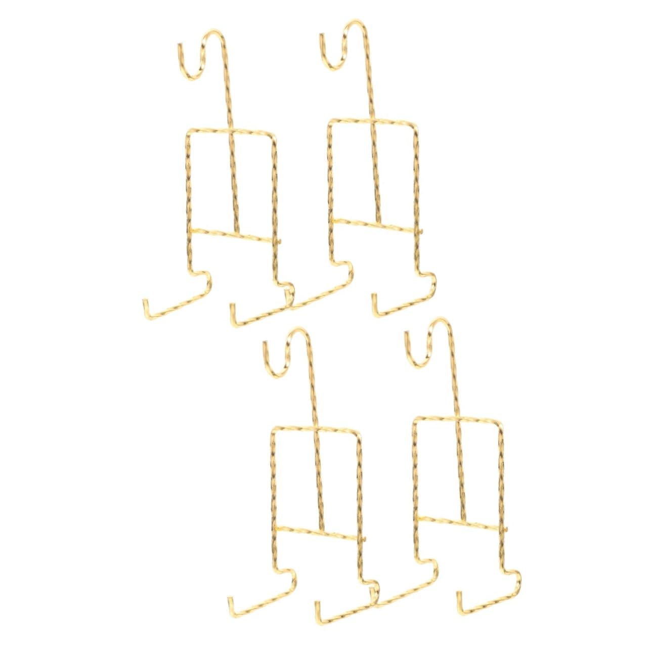 WOONEKY 2sets Metal Plate Holder Dish Display Stands Cup Holder Table Mount Plate Display Rack 2pcs*2