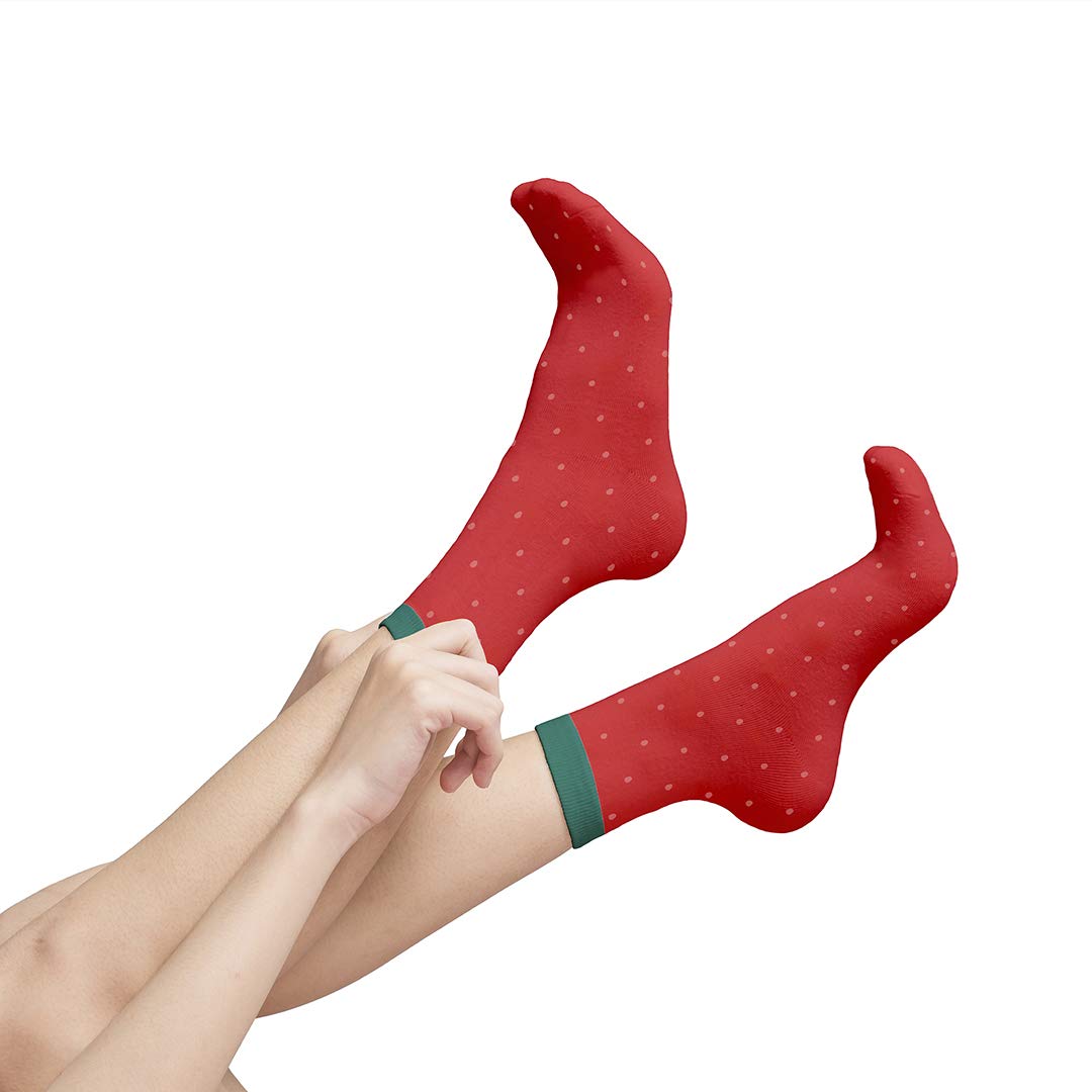 Luckies of London Novelty Fruit Socks for Women - Fun Colourful Crazy Cute Crew Socks - Short Printed Socks for Women, Strawberry