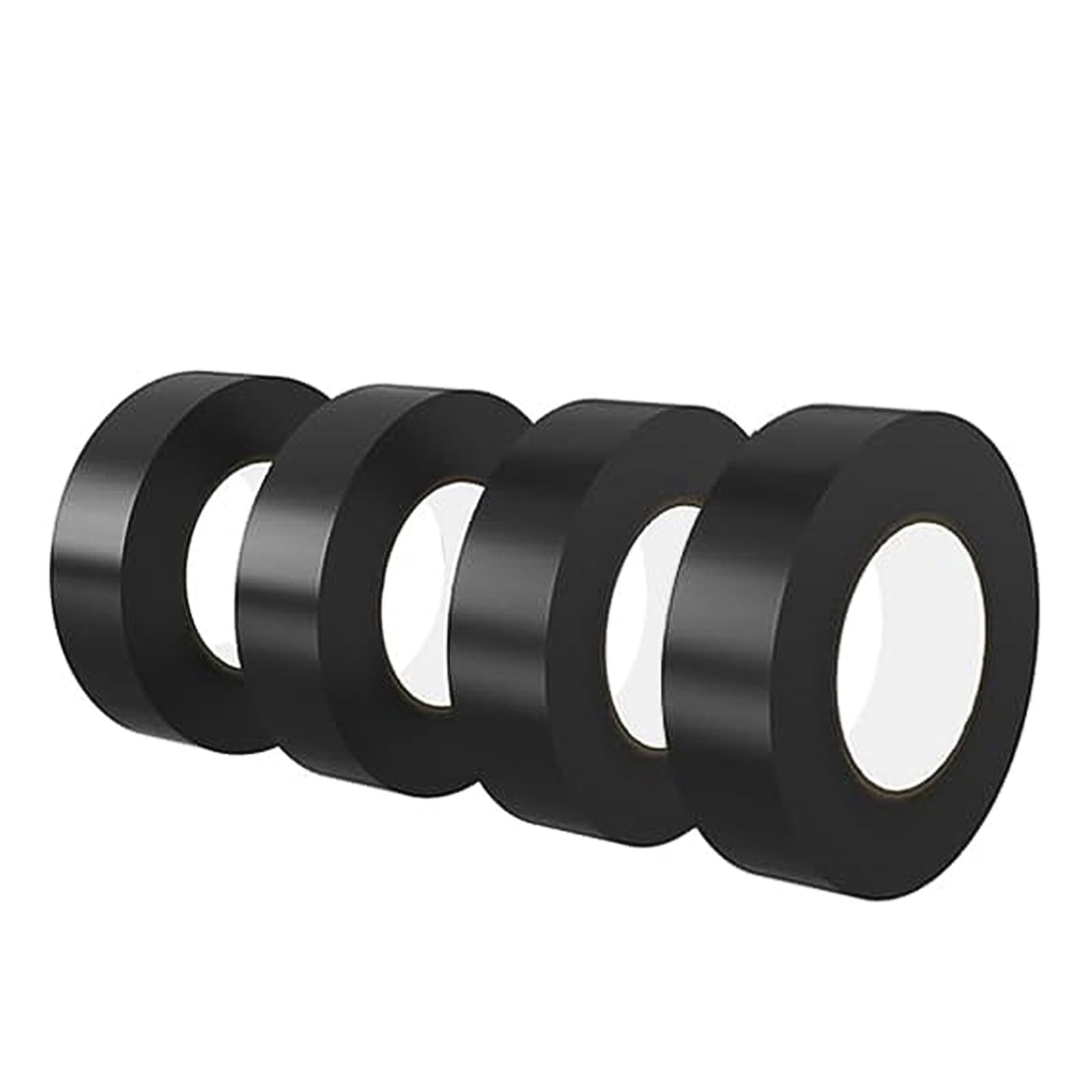Black Electrical Tape Waterproof Heat Resistant Tape 20m x 18mm Strong Heavy Duty, Sticky, PVC Electric Insulation Tape for Insulating, Repairing and Protecting Electrical Wires (Black, 4 Pack)