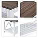ChooChoo Farmhouse Coffee Table with Brown Wood Top, Retro Tea Table with Slatted Shelf for Living Room, 47 Inches White