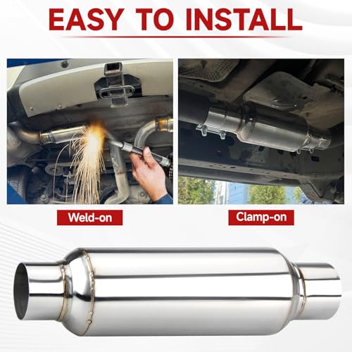 Image of LCGP 2.5 inch inlet & outlet Universal Resonator, 16 inch Long Performance Muffler, Weld- On, Straight Through Design, Deep Tone 2pcs