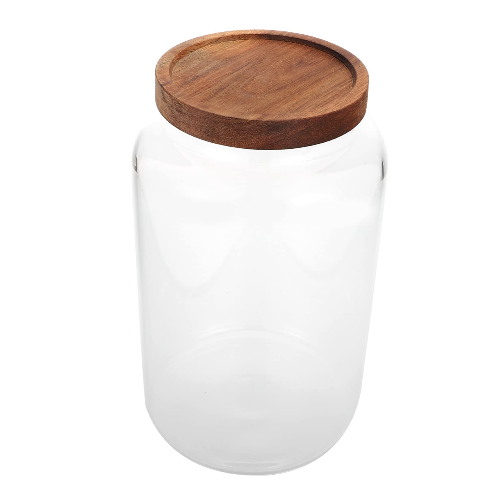 SOLUSTRE Luftdichter 2,8l Aufbewahrungsbehälter aus Glas mit Holzdeckel für Küche und Desktop zur Aufbewahrung von Getreide Mehl und Nahrung mit Feuchtigkeitspräventiver Funktion