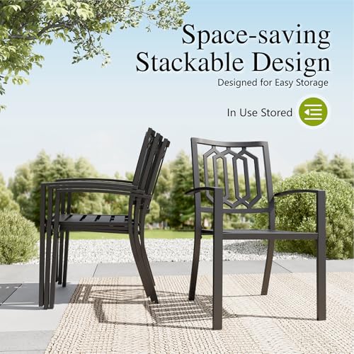 Image of Sophia & William Round Patio Table and Chairs Set, Outdoor Dining Set for 6 | 7 Piece Metal Patio Furniture, 54 inch Black Table,For Patio, Garden and Yard