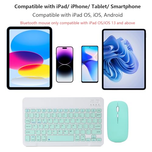 Image of Rechargeable Bluetooth Keyboard&Mouse Combo for iPad, Ultra-Slim Portable Wireless Mouse Keyboard for iPad Pro Air Mini iPhone Samsung Tablet Cell Phone Android, iPadOS /iOS 13&Above (Green)