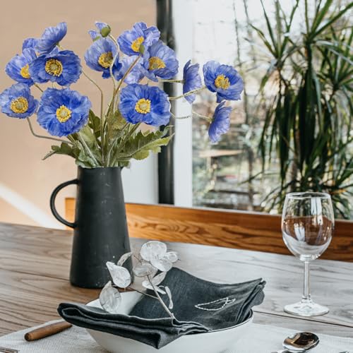 Image of 5Pcs Poppy Flowers Artificial Poppy for Home Decor(Blue)