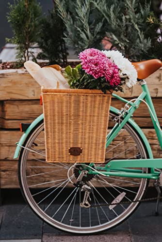 Sunnyside Wicker Pannier - Durável, Rattan, Quick-Release, Cesta de armazenamento traseira para bici