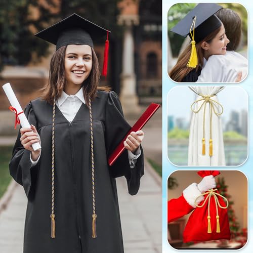 Image of ONUPGO Royal Blue Gold Graduation Cord, Graduation Honor Cords Rayon Braided Tassel Cord for 2026, 68 inch Polyester Yarn Long Robe Honor Rope for Graduation Students, Bachelor Gown