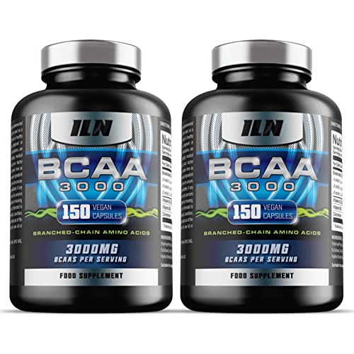 ILN – BCAA Capsules 3000mg – 2:1:1 Amino Acid Supplements (300 Capsules – 2 Month Supply) – Vegetarian BCAA Tablets