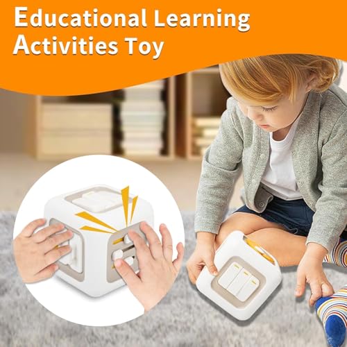 Image of Montessori Toys for 1 Year Old Boy, 6 in 1 Busy Activity Cube Toys for Toddlers 1-3 Learning Fine Motor Skills, Travel Toy for 12-18 Months Baby, One Year Old Girl Birthday Gifts,White