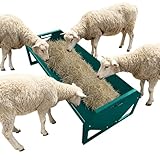 ActiveTrail 45.13' Heavy Duty Steel Goat Feeder, Heavy Duty 22 Gallon Capacity Livestock Feed Trough, Thickened Livestock Feeder for Goats, Sheep, Horses, Cattle, Alpacas, Easy to Clean, Dark Green