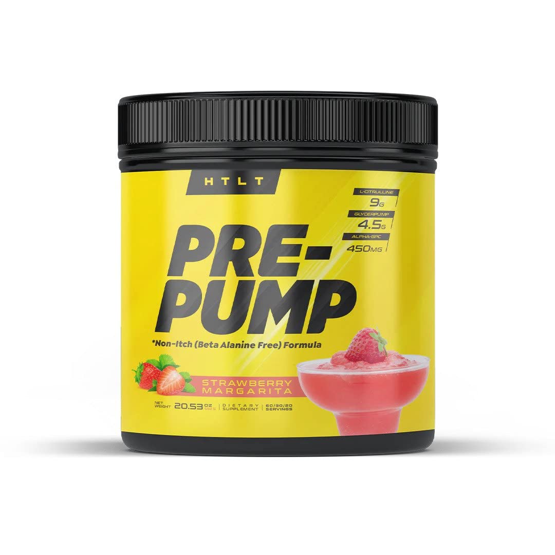 Pre-Pump by HTLT | Stim-Free Pre Workout Powder for Men & Women | Nitric Oxide Booster with 9g L-Citrulline, 450mg Alpha-GPC, & 1500mg Nitrosigine | 40 Servings, (Orange Creamsicle)