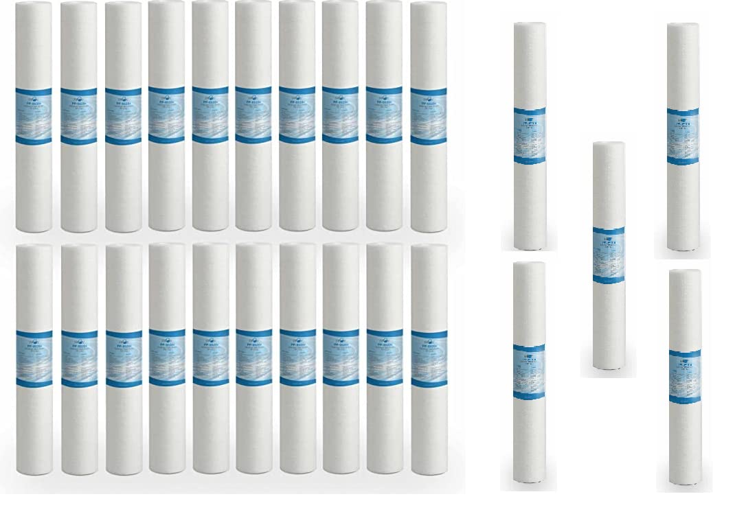 25x Filtro Agua para filtración de sedimentos, partículas e impurezas hasta 5 micras para carcasas estándar de 20”