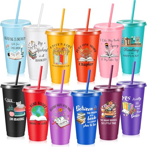 Chuangdi 12 Pcs Book Lovers Cups Gifts,Multicolor
