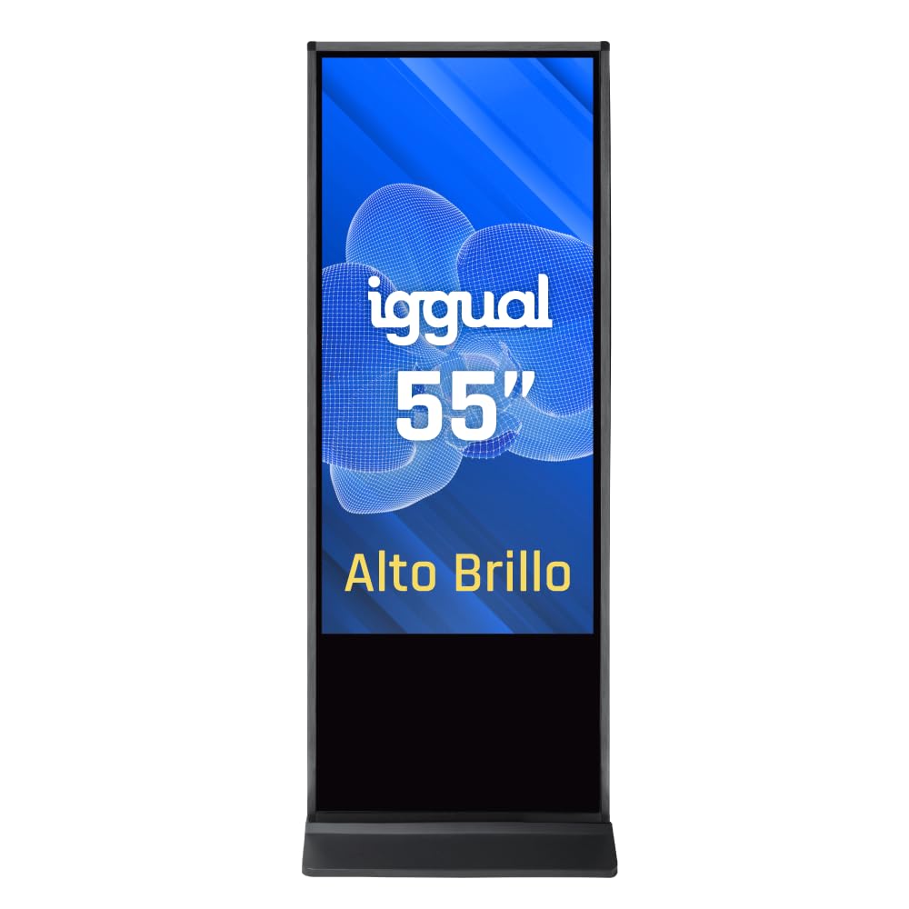 iggual Tótem Digital Interactivo Orchid 55" 4K UHD Alto Brillo-Pantalla Profesional de Señalización y Publicidad Táctil-Procesador i3-1115G- Windows 11 Pro-8GB RAM + 128GB SSD-WiFi 2x10W Altavoces