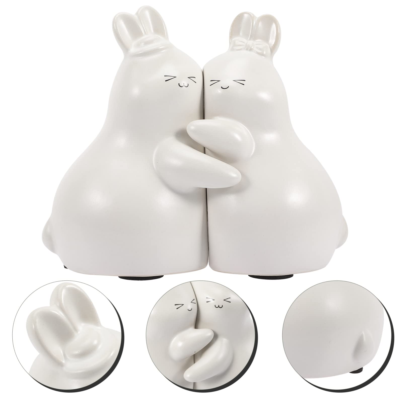 Veemoon Fermalibri in Ceramica Forma Di Coniglio Fermalibri Decorativi Multifunzione Per Mensole e Scrivania Organizzatori Di Libri Antiscivolo