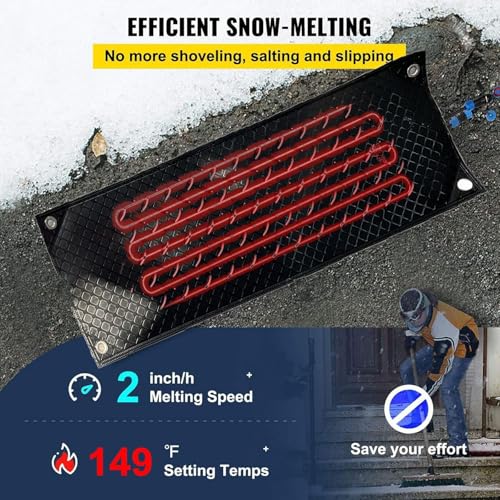 Tapis chauffants pour faire fondre la neige, coussinets en caoutchouc pour glace et neige avec câble d'alimentation de 1,5 m pour passerelles, marches, terrasses et trottoirs. Dispo, 5 pièces
