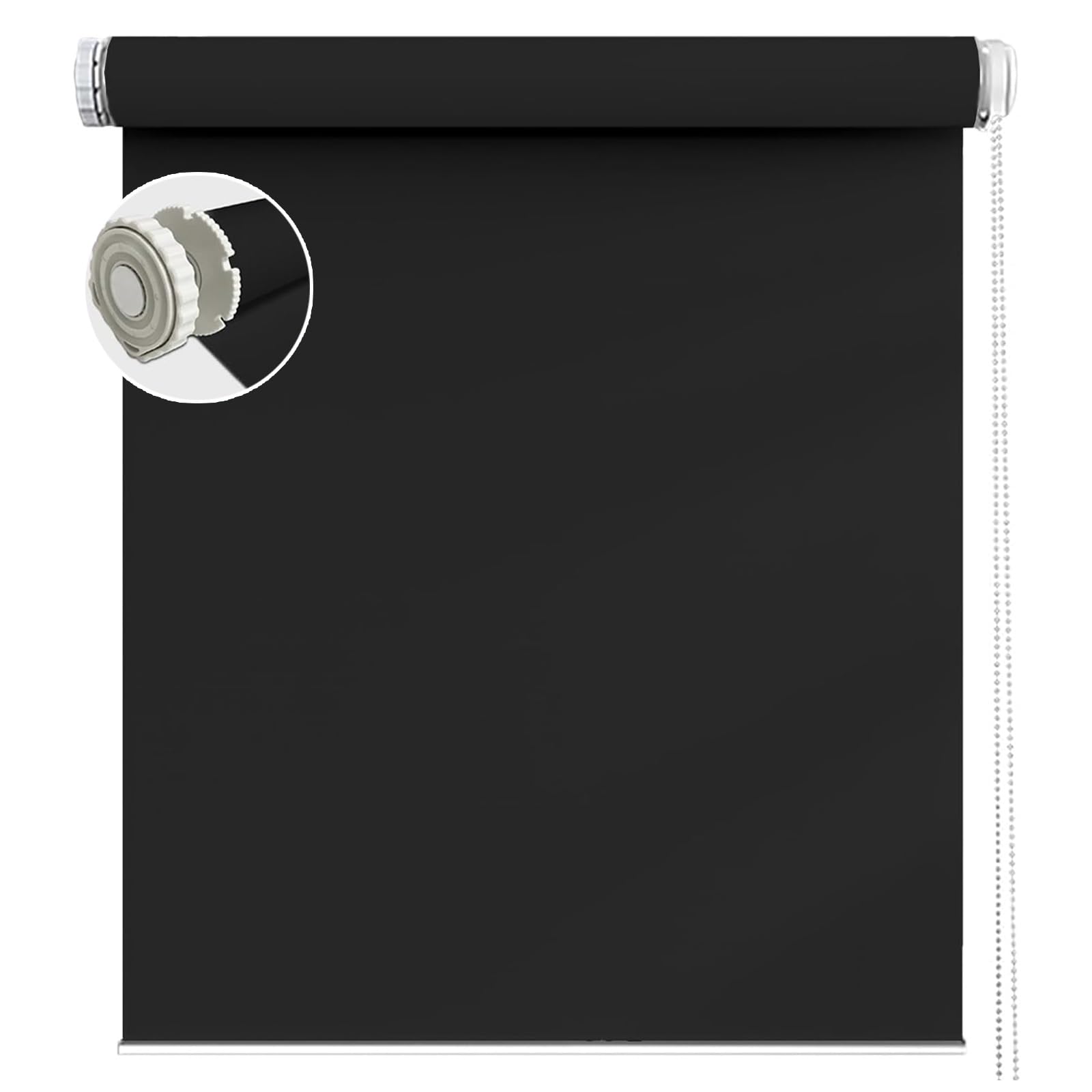 Day and Night Light Blinds 115 x 110 cm In a Variety of Colours and Sizes Ideal Straight Edge Dim-Out Roller Blind No Drilling Required for Home Office Bedroom, Black