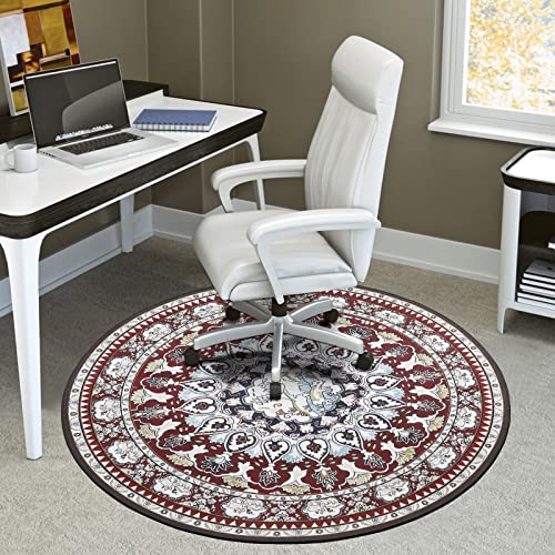 Topotdor Home Office Chair Mat,Vintage Persian Desk Chair Mats For Hardwood Floor,Computer Chair Mat For Rolling Chair Non Slip Washable Floor Protector Rug,Beige Burgundy #TOP4