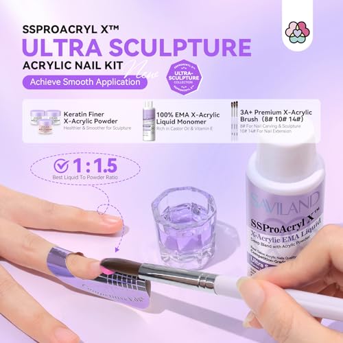 Image of SAVILAND Professional Acrylic Nail Kit with Drill: Nail Kit Acrylic Set with 4OZ High Volumn EMA Monomer Nail Table Mat Essential Oil Nail Brush Nail Drill Kit Nail Extension Carving Women DIY Salon