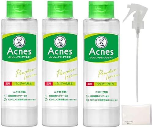 メンソレータム アクネス Acnes 薬用 パウダー化粧水 180ml スプレーヘッド おまけ付き (Acnesパウダー化粧水3個+スプレー1個)