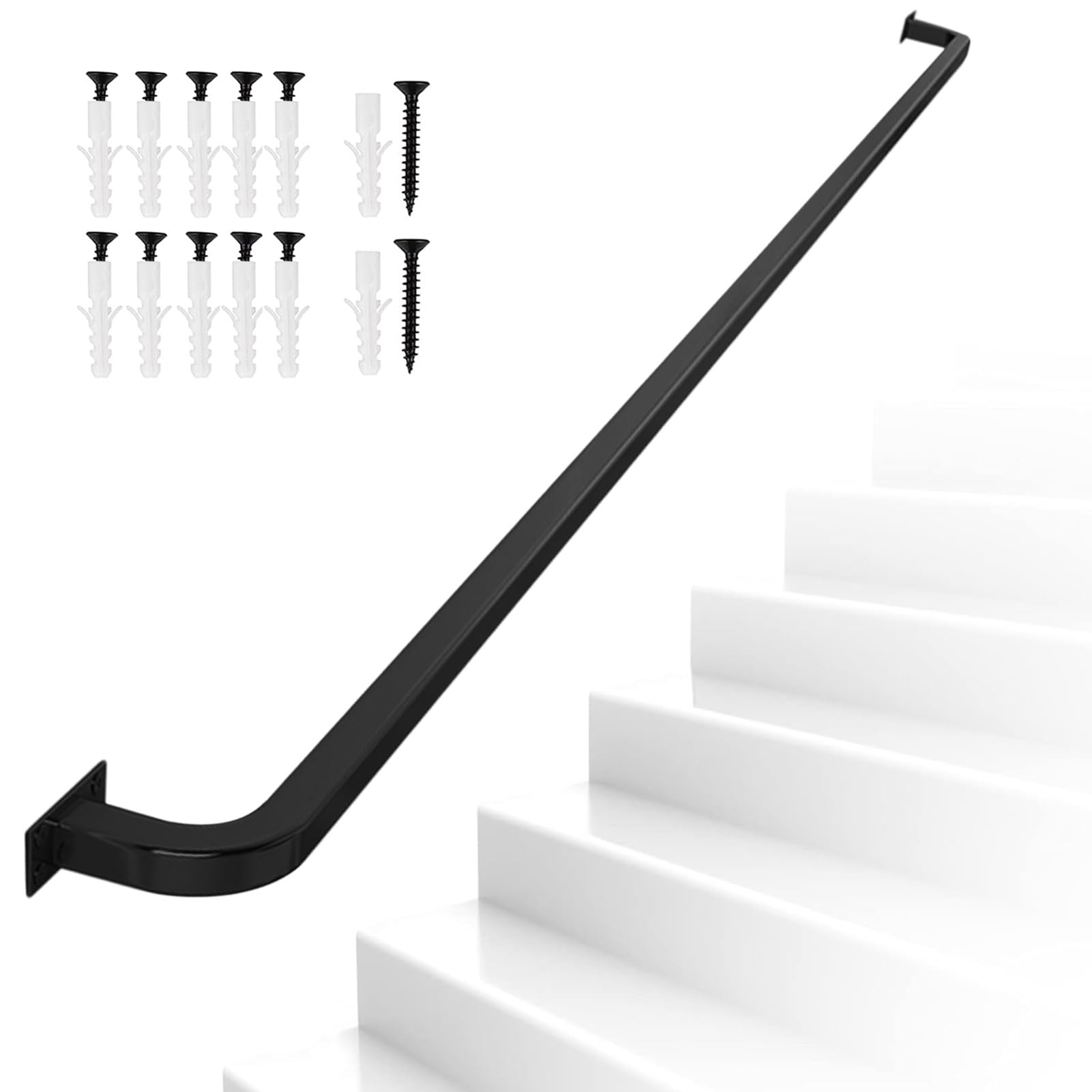 Rampe d'escalier intérieur extérieur en fer forgé avec vis et barre d'appui