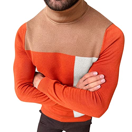 Sweater for Men Turtleneck Long Sleeve Knitted Fashion Sweaters Color Block Knitwear Sweater Athletic Sportswear2