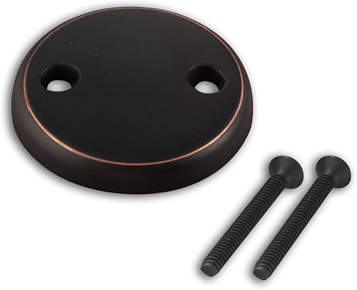 Miniatura 12 de Placa de desagüe de bañera de doble orificio con dos tornillos a juego, fácil de instalar, níquel satinado