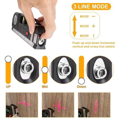 Image of Multipurpose Laser Level Kit with Metric Ruler, Cross Line Beam Tool for DIY, Construction, Home Improvement, Picture Hanging & Wall Alignment