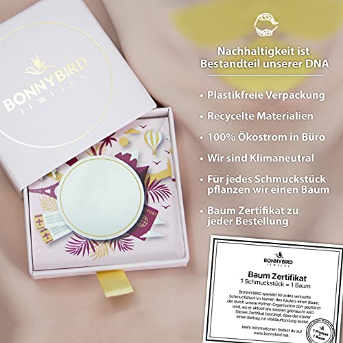 BONNYBIRD® Kristall Kette Silber Damen Edelstahl Halskette mit Schwebendem Stein Anhänger Crystal Weiß Frauen Wasserfest Schmuck Silberkette Layering Silberschmuck