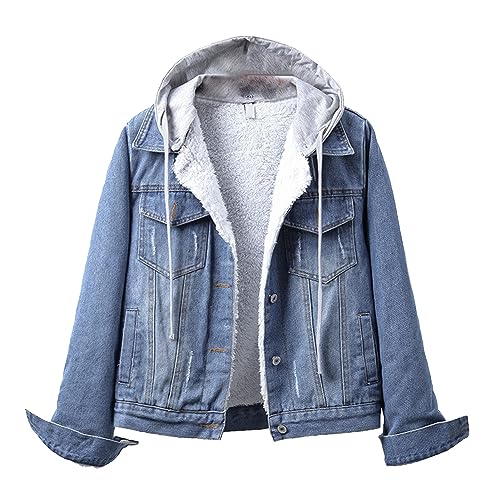 Manteau en jean à boutons chaud doublé de molleton coupe slim femme