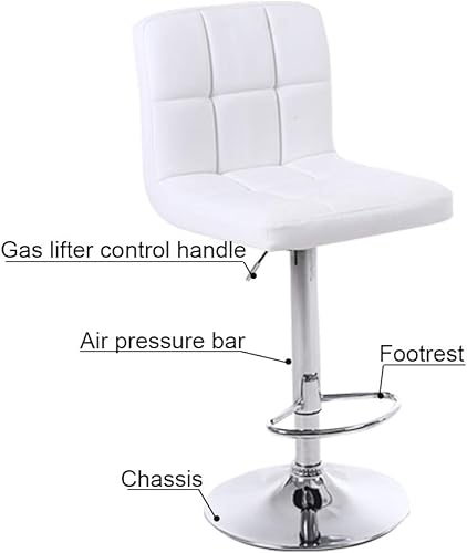 Miniatura 5 de Taburetes de bar ajustables, modernos taburetes de bar hidráulicos ajustables de piel sintética cuadrados con respaldo, taburete giratorio de altura