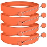 Ozera 4 Pack Nonstick Silicone Egg Ring Pancake Mold, Round Egg Rings Mold, Orange