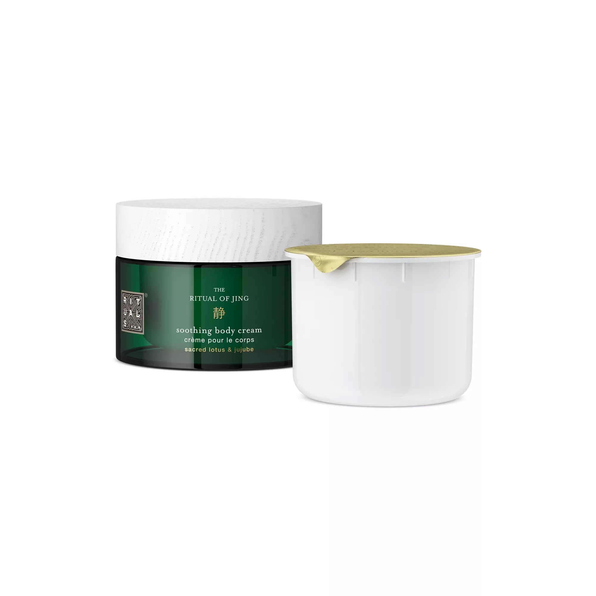 RITUALS Körpercreme + Nachfüllpackung The Ritual of Jing | Creme mit heiligem Lotus und Jujube | Beruhigende Eigenschaften | 220 ml + 220 ml