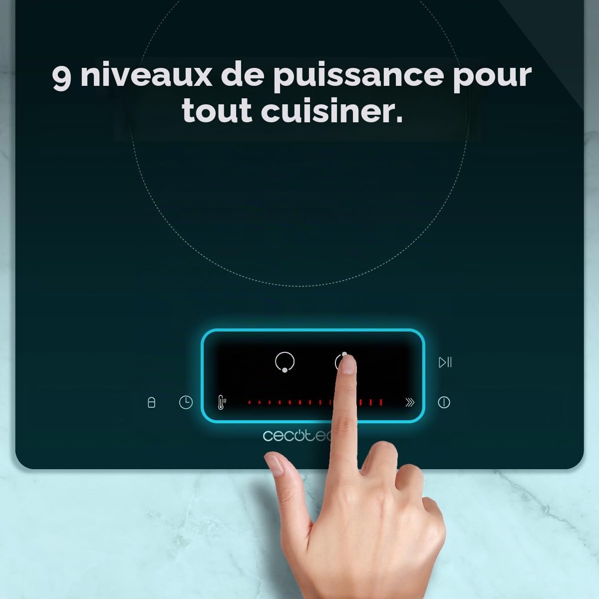 Cecotec Plaque à Induction 2 Feux Bolero Squad I 2100, 3500W | 9 Niveaux de Puissance, Puissance Maximale de 3500 W, Contrôle Tactile, Sécurité Enfants, Minuterie Intégrée, Foyer de 16 cm