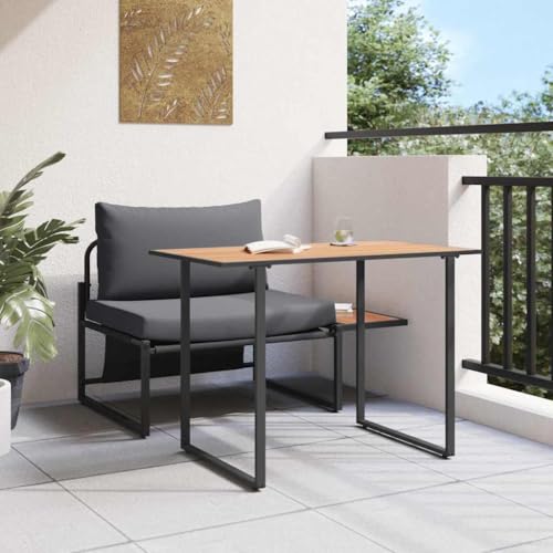 Meuble d'exterieur acier anthracite et table acacia résistant aux intemperies - 4