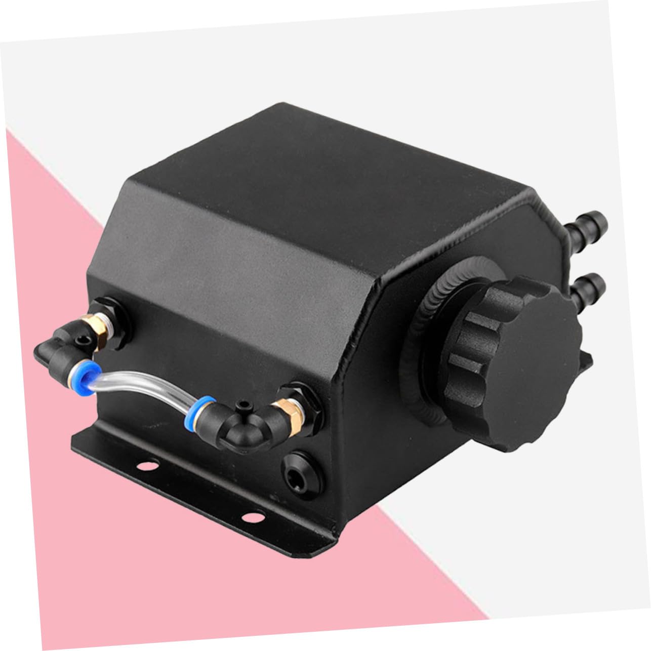 Récupérateur Huile Voiture Aluminium Noir Réservoir Ventilé avec Bouchon Vidange Séparateur Huile et Boues pour Moteur