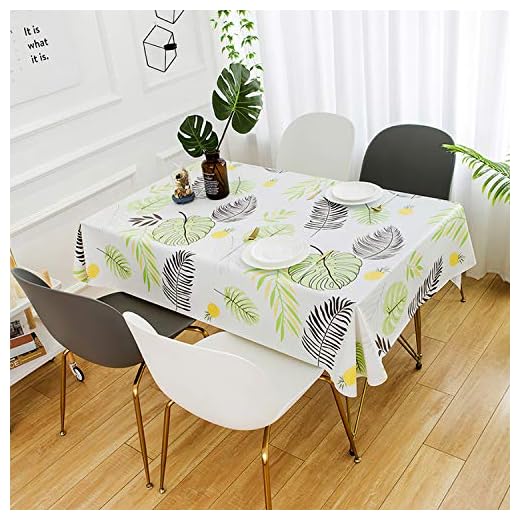 HETOOSHI Mantel para Mesa Rectangular de PVC Impermeable Resistente al Aceite Manteles de Plástico Antimanchas Hules para Mesas Comedor Cocina Multicolor (Patrón de la Hoja, 140 x 200 cm)