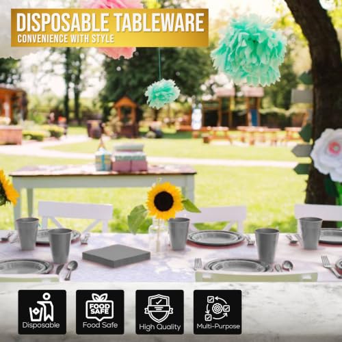 Image of Exquisite 350 Pcs Silver Plates and Napkins Party Supplies Plate Sets