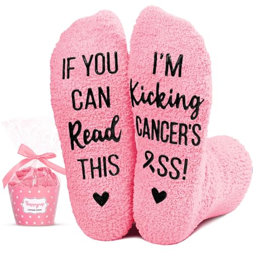 HAPPYPOP Cancer Awareness Socks Women Men - Breast Cancer Care Gifts for Survivor, Chemo Gift