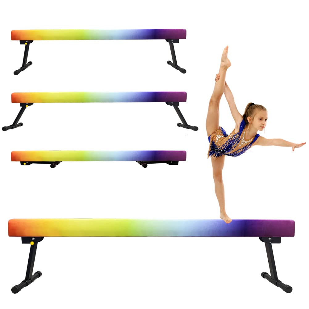 6ft Ultrasimple Adjustable&Foldable Balance Beam,High-Low Floor Beam Suede Gymnastics Equipment,No Tool Require, Gymnastics Beam for Training&Professional HomeTraining