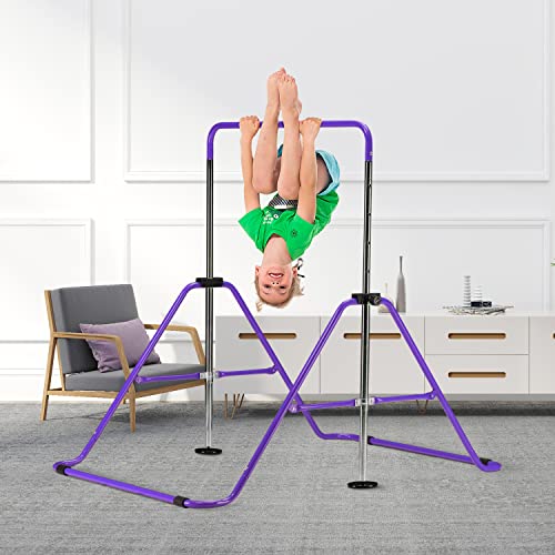 Zenova Gymnastics Bar, Junior Kip Bar Folding Horizontal Bar Training Bar 5 Levels Height Adjustable, Gymnastics Equipment For Home (Purple) #TOP1