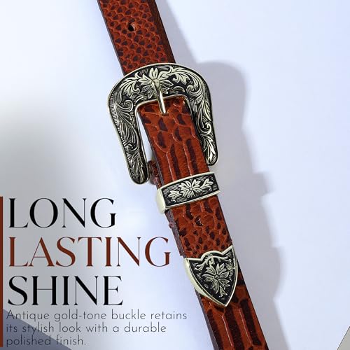 Image of 25mm Genuine Leather Waist Belt for Women - Fancy Vintage Buckle Belt For Jeans | Stylish Adjustable Party Belt For Ladies /Girls /Women | Waist Size 28-44 Inches