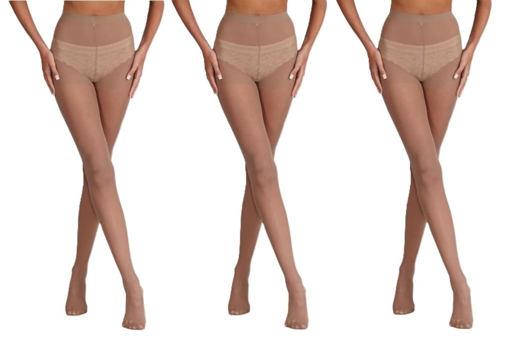 Silky Smooth Knit Everyday Tights with Panel Gusset (3 Pair Pack) (XX-Large (54 -60 Hip), Chiffon)